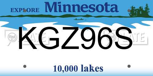 KGZ96S Minnesota License Plate