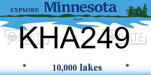 KHA249 Minnesota License Plate