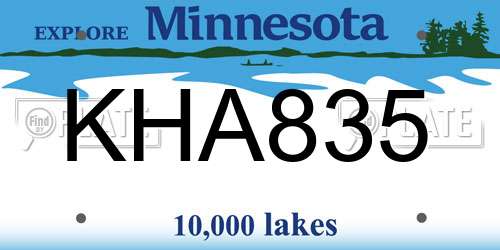 KHA835 Minnesota License Plate