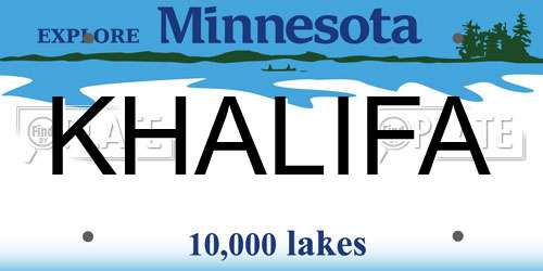 KHALIFA Minnesota License Plate