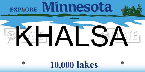KHALSA Minnesota License Plate