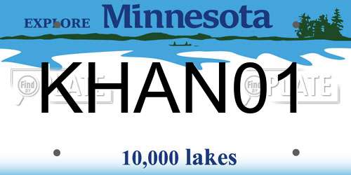 KHAN01 Minnesota License Plate