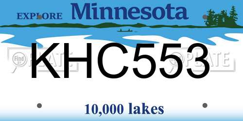KHC553 Minnesota License Plate