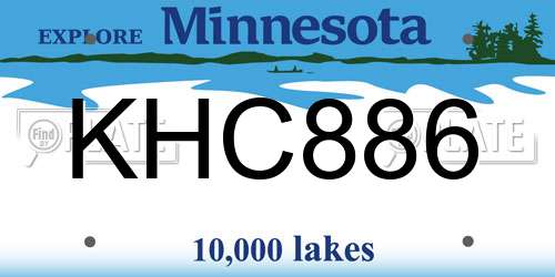 KHC886 Minnesota License Plate