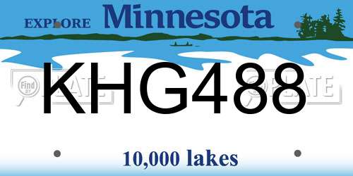 KHG488 Minnesota License Plate