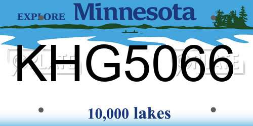 KHG5066 Minnesota License Plate