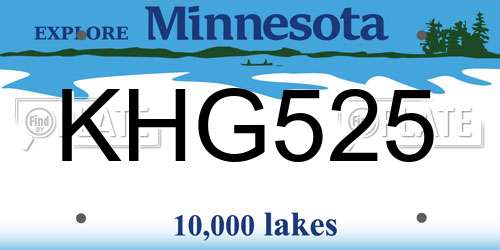 KHG525 Minnesota License Plate