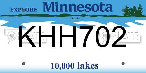 KHH702 Minnesota License Plate