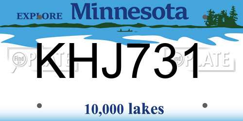 KHJ731 Minnesota License Plate
