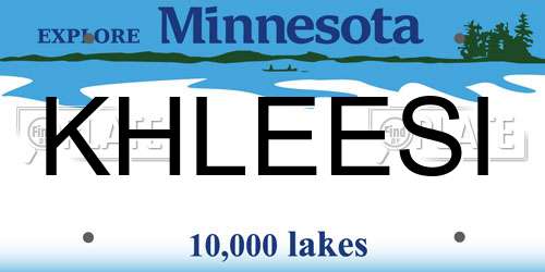 KHLEESI Minnesota License Plate