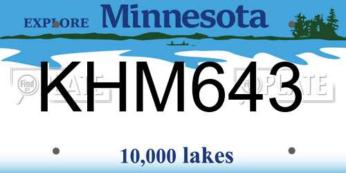 KHM643 Minnesota License Plate