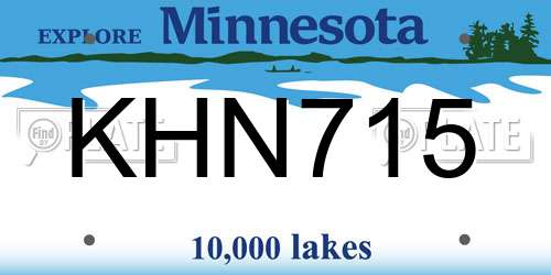 KHN715 Minnesota License Plate