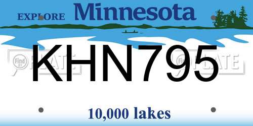 KHN795 Minnesota License Plate