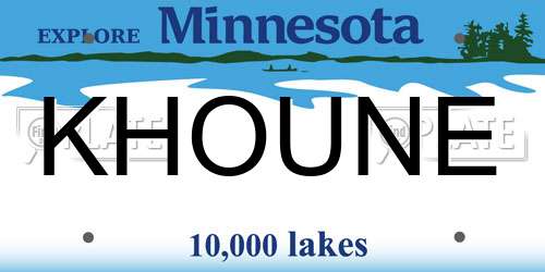 KHOUNE Minnesota License Plate