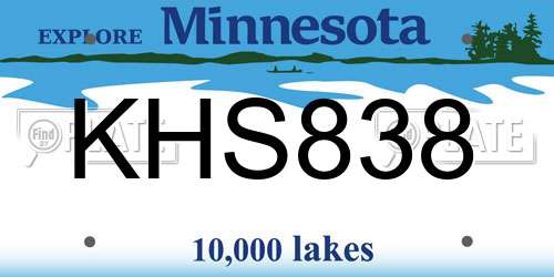 KHS838 Minnesota License Plate