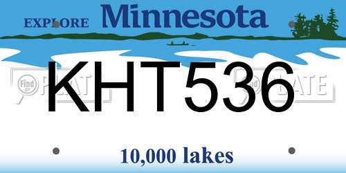 KHT536 Minnesota License Plate