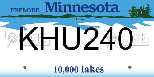 KHU240 Minnesota License Plate