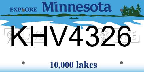 KHV4326 Minnesota License Plate