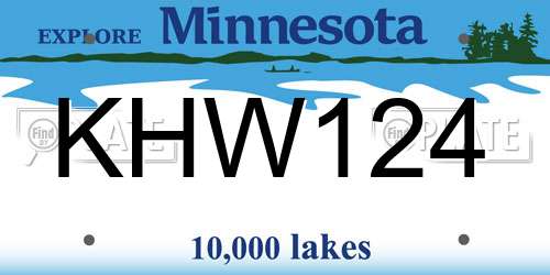 KHW124 Minnesota License Plate