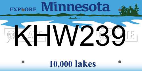 KHW239 Minnesota License Plate