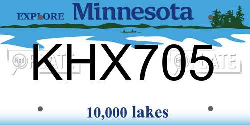 KHX705 Minnesota License Plate