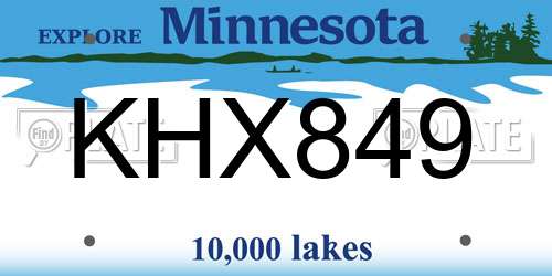 KHX849 Minnesota License Plate
