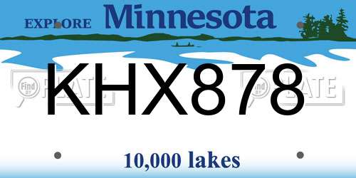 KHX878 Minnesota License Plate