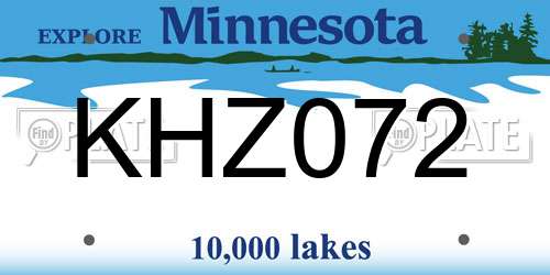KHZ072 Minnesota License Plate