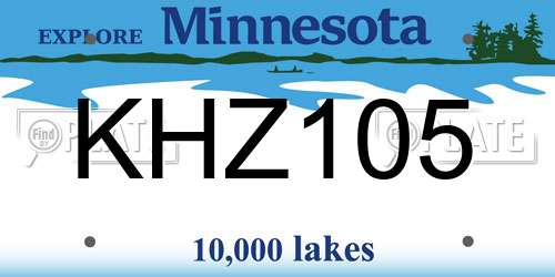 KHZ105 Minnesota License Plate