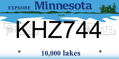 KHZ744 Minnesota License Plate