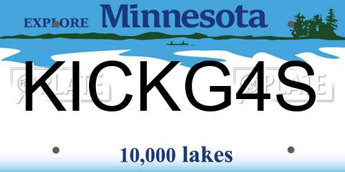 KICKG4S Minnesota License Plate