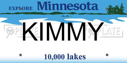 KIMMY Minnesota License Plate