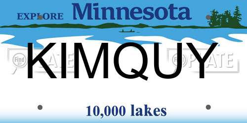 KIMQUY Minnesota License Plate
