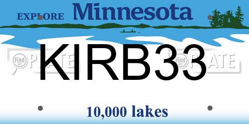 KIRB33 Minnesota License Plate