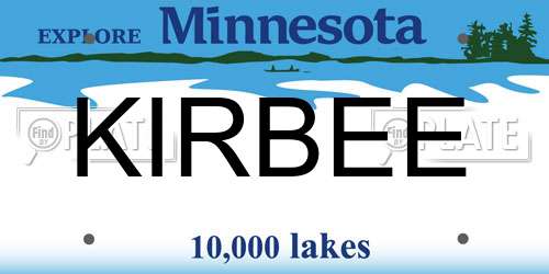 KIRBEE Minnesota License Plate