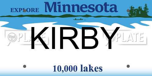 KIRBY Minnesota License Plate