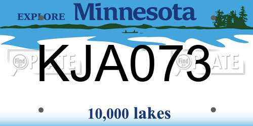 KJA073 Minnesota License Plate
