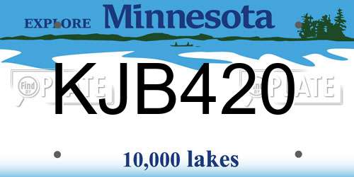 KJB420 Minnesota License Plate