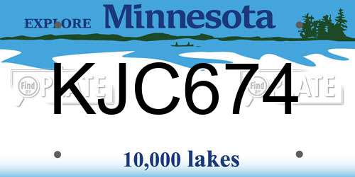 KJC674 Minnesota License Plate