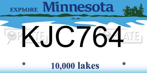 KJC764 Minnesota License Plate