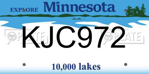 KJC972 Minnesota License Plate