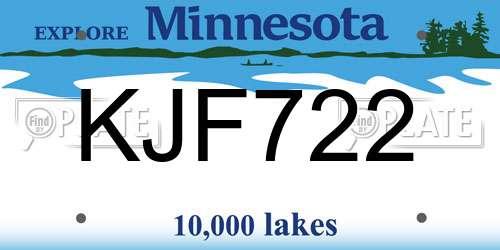 KJF722 Minnesota License Plate