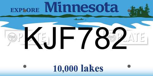 KJF782 Minnesota License Plate
