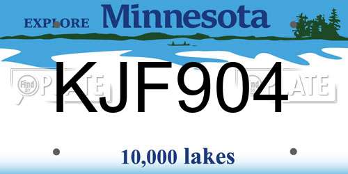 KJF904 Minnesota License Plate