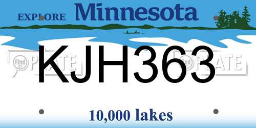 KJH363 Minnesota License Plate