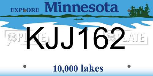 KJJ162 Minnesota License Plate