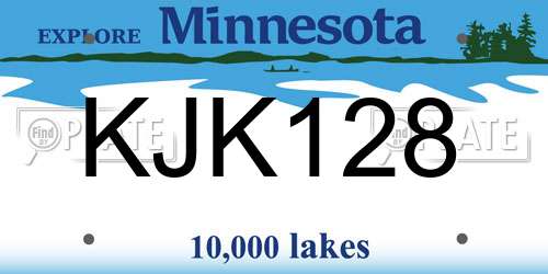 KJK128 Minnesota License Plate