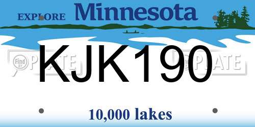 KJK190 Minnesota License Plate