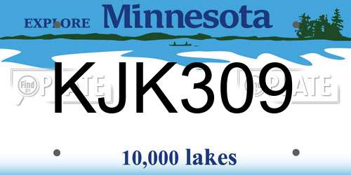 KJK309 Minnesota License Plate