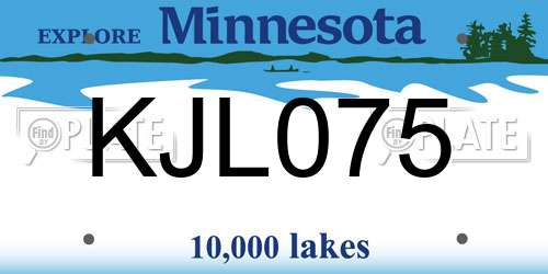 KJL075 Minnesota License Plate